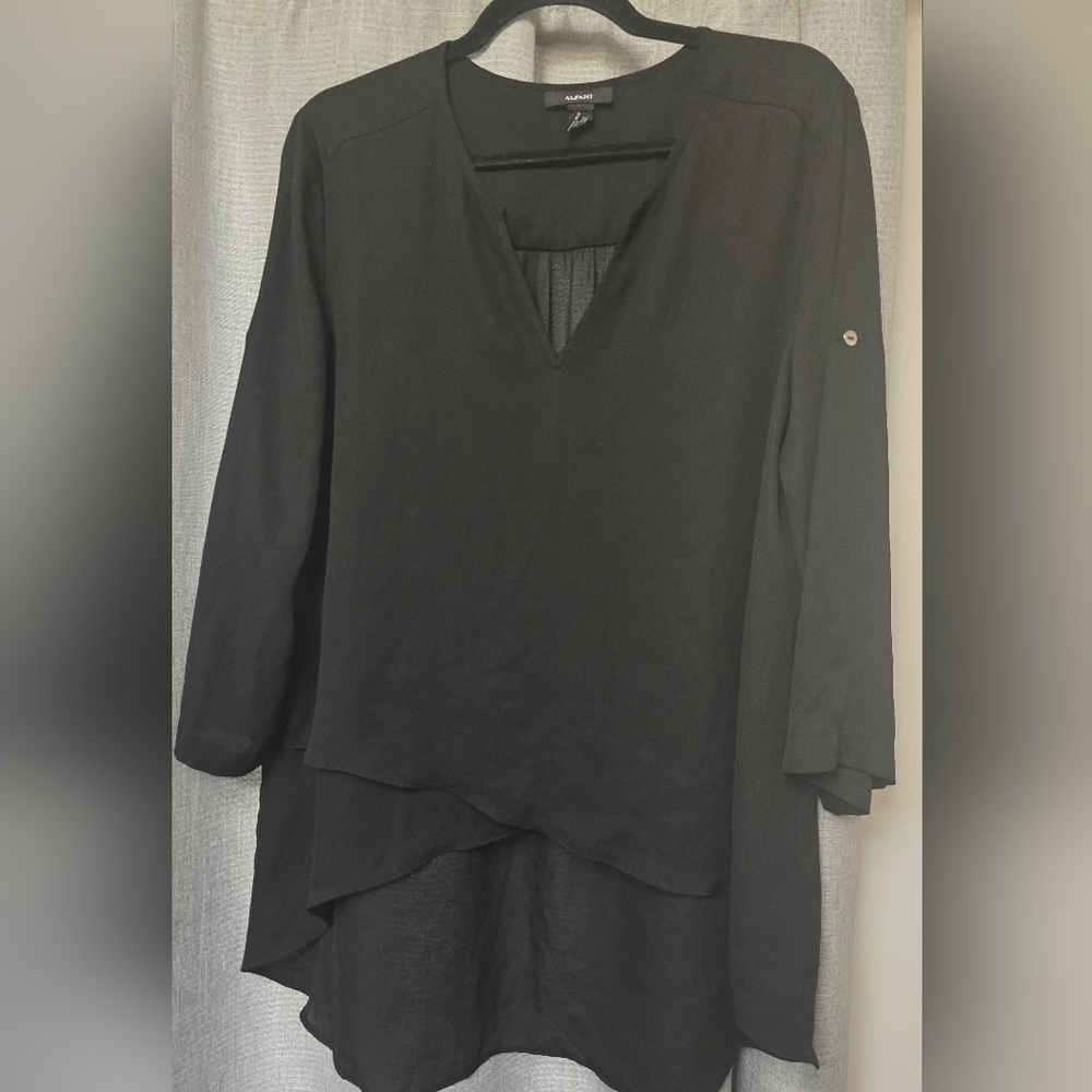Alfani Black Layered Tunic Top